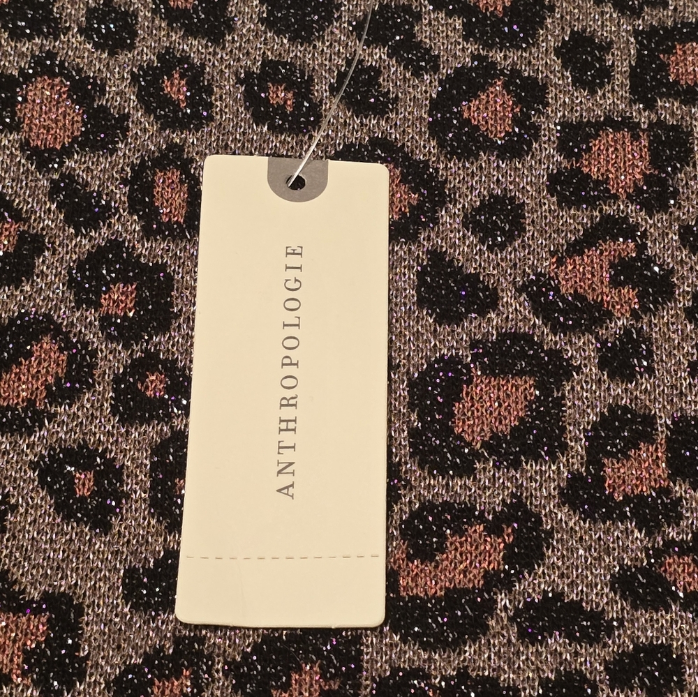 Anthropologie NWT Metallic Leopard Print 3/4 Sleeve Sweater Women's Size Medium - Picture 9 of 13